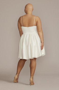 Plus Size Satin Bubble Hem Mini A-Line D24NY22396W