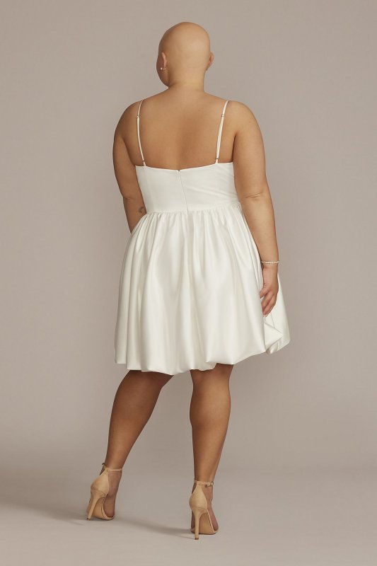 Plus Size Satin Bubble Hem Mini A-Line D24NY22396W