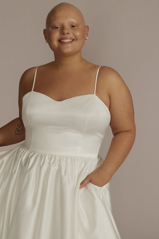 Plus Size Satin Bubble Hem Mini A-Line D24NY22396W