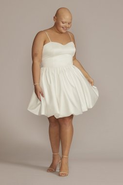 Plus Size Satin Bubble Hem Mini A-Line D24NY22396W