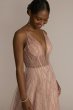 Patterned Sequin Illusion Bodice A-Line with Slit D28NY22289