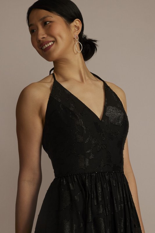 Jacquard Halter A-Line Dress D39NY22147