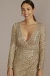 Long Sleeve Sequin Wrap Style Dress D39NY22273