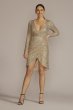 Long Sleeve Sequin Wrap Style Dress D39NY22273