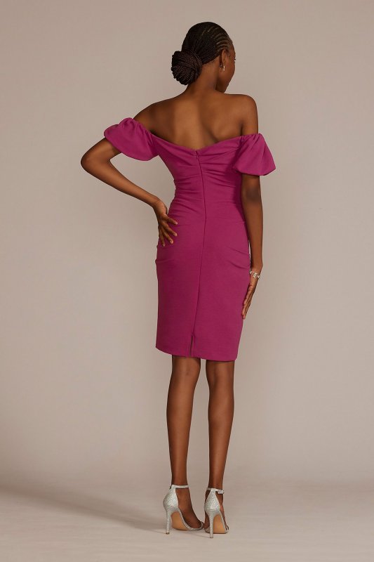Off-the-Shoulder Puff Sleeve Midi Dress D39NY22326