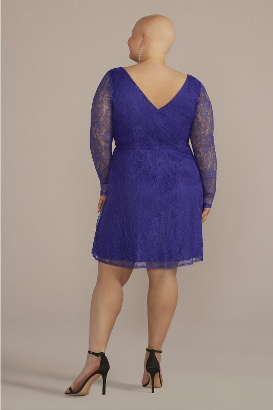 Plus Lace A-Line with Long Illusion Sleeves D39NY22328W