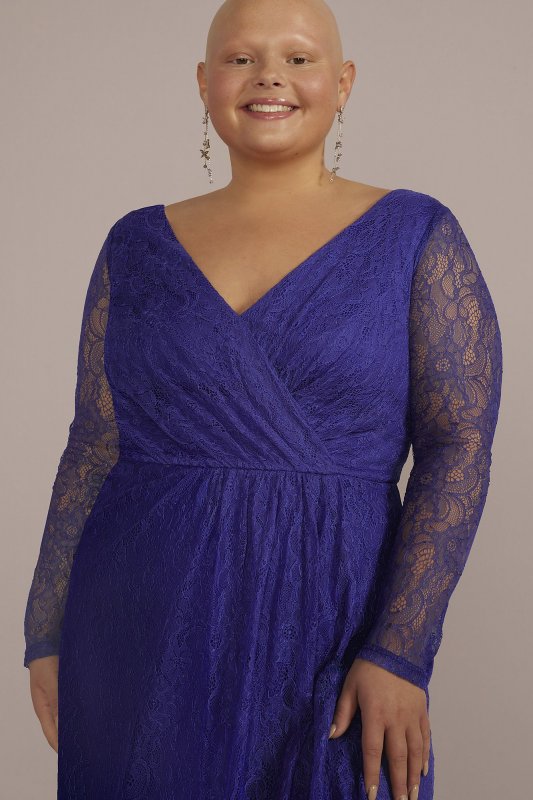 Plus Lace A-Line with Long Illusion Sleeves D39NY22328W