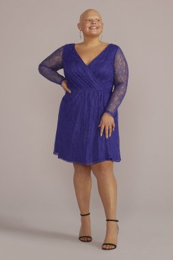 Plus Lace A-Line with Long Illusion Sleeves D39NY22328W
