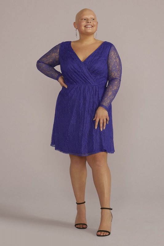 Plus Lace A-Line with Long Illusion Sleeves D39NY22328W