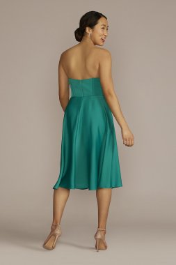 Strapless Corset Bodice Satin Midi Dress D39NY22338