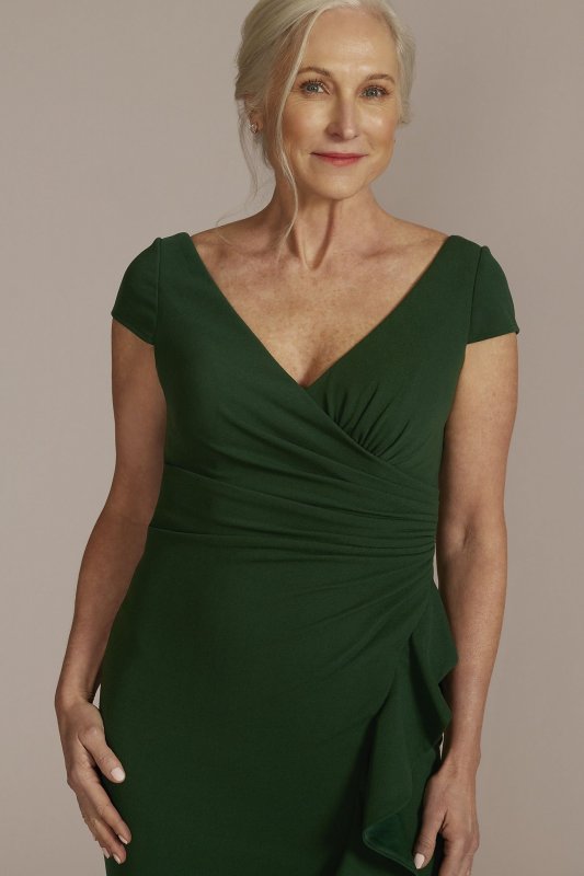 Short Sleeve Crepe Gown with Ruffled Skirt D40NY2132