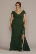 Plus Size Short Sleeve Crepe Gown with Ruffle D40NY2132W