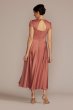 Tea Length Satin A-Line with Waistband Detail D40NY22146V1
