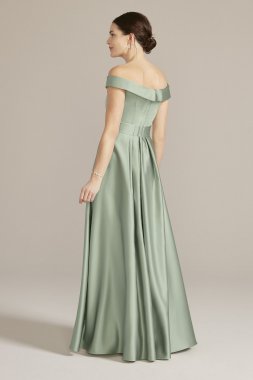 Off-the-Shoulder Pleated Satin A-Line D40NY22242