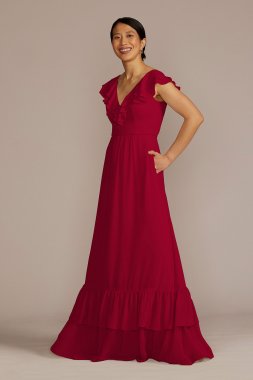 Chiffon Ruffle Boho Bridesmaid Dress F20586
