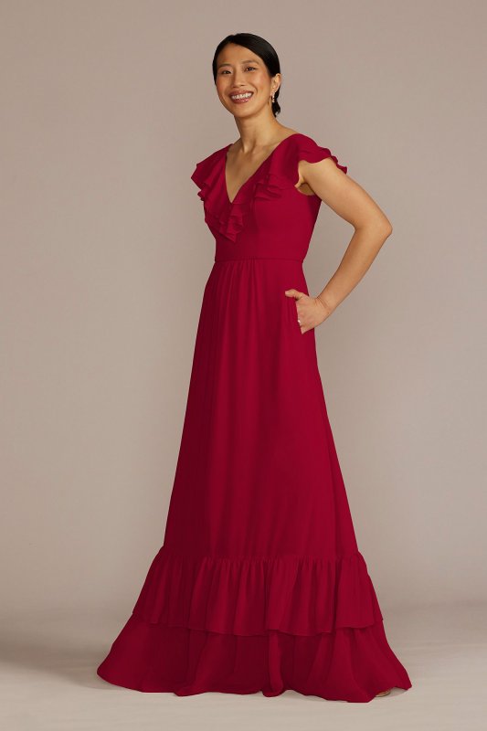 Chiffon Ruffle Boho Bridesmaid Dress F20586
