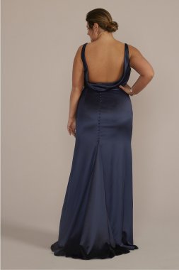 Stretch Satin Cowl Back Bridesmaid Dress GS290094