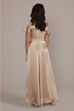 Charmeuse Flutter Sleeve Junior Bridesmaid Dress JB9943