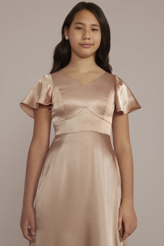 Charmeuse Flutter Sleeve Junior Bridesmaid Dress JB9943