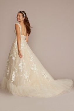 Organza A-Line Wedding Gown with Shirred Hem MS251257