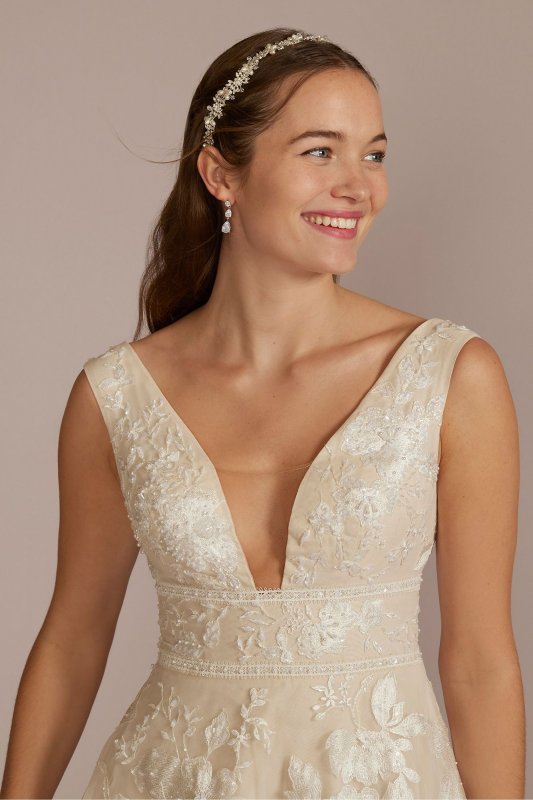 Organza A-Line Wedding Gown with Shirred Hem MS251257