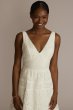 Midi-Length Lace V-Neck Dress with Banded Trim SDWG1083