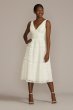 Midi-Length Lace V-Neck Dress with Banded Trim SDWG1083