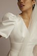 Short Satin Puff Sleeve Dress with Empire Waist SDWG1089