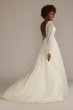 Long Sleeve Pearl Tulle Low Back Wedding Gown SLCWG889