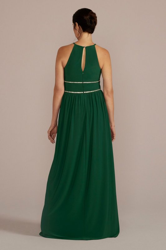 Halter Jersey Knit Gown with Rhinestone Waist WBM2411V6