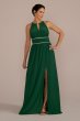 Halter Jersey Knit Gown with Rhinestone Waist WBM2411V6