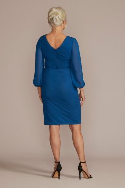 Knee-Length Long Sleeve Dress with Embellishment WBM2749V2
