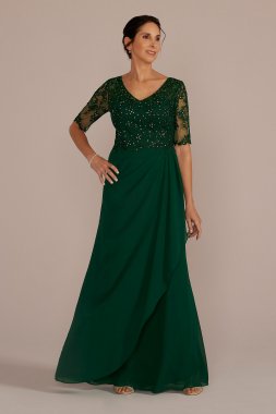 Chiffon and Lace Empire Waist Gown WBM2813