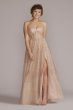 Strapless Sequin Corset A-Line Dress with Slit WBM2867