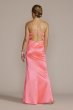 Plunge Stretch Satin A-Line with Embellished Waist WBM2949