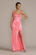 Plunge Stretch Satin A-Line with Embellished Waist WBM2949