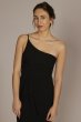 One-Shoulder Crepe Sheath with Cascade Ruffle WBM3009V3