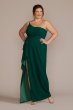 Plus Size One-Shoulder Crepe Sheath with Cascade WBM3009V3W
