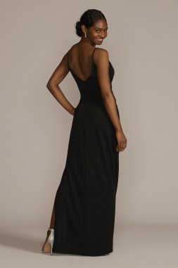Illusion Cutout Stretch Crepe Sheath with Slit WBM3019