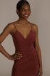 Spaghetti Strap Ruched Stretch Jersey Dress WBM3023