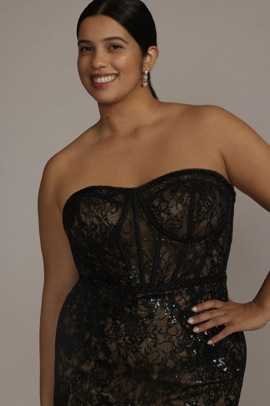 Plus Size Strapless Corset Gown with Trumpet Skirt WBM3095W