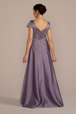 Satin A-Line Gown with Embroidered Waist WBM3103