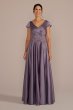 Satin A-Line Gown with Embroidered Waist WBM3103