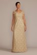 Short Sleeve Sequin Lace Sheath Gown WBM3124
