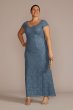 Plus Size Short Sleeve Sequin Lace Sheath Gown WBM3124W
