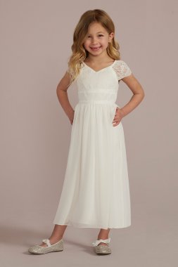 Cap Sleeve Lace and Chiffon Flower Girl Dress WG1446