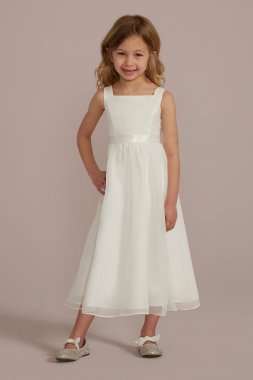 Scoop Back Tea-Length Flower Girl Dress WG1454