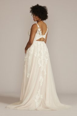 Illusion Plunge V-Neck Lace Tall Plus Wedding Gown 4XL8CWG924