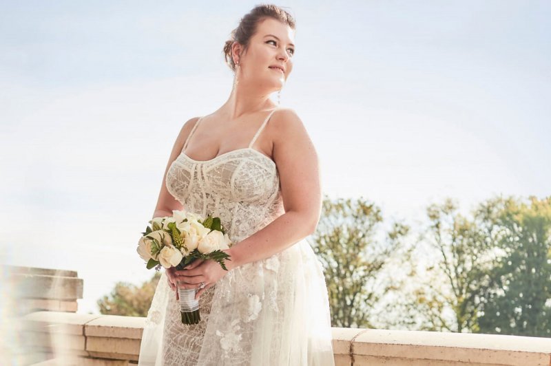 Lace Sheath Tall Plus Wedding Gown with Overskirt 4XL9SWG916