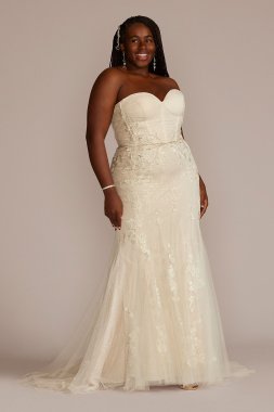 Sparkling Corset Bodice Tall Plus Wedding Gown 4XL9SWG920